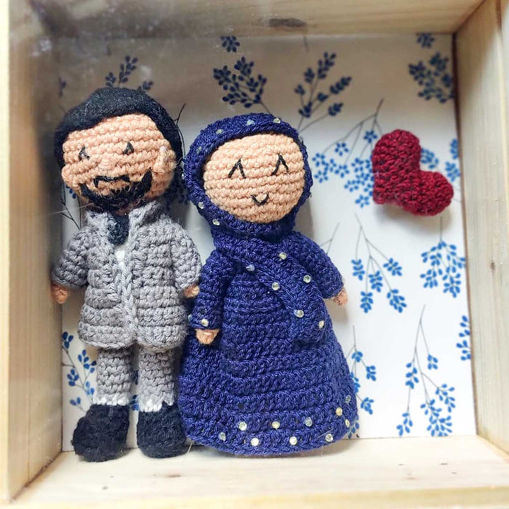 Handmade Crochet Muslim Couple Cotton Dolls