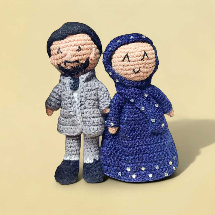 Handmade Crochet Muslim Couple Cotton Dolls