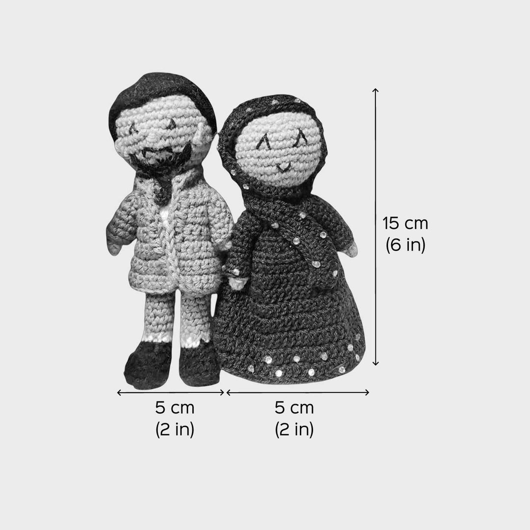 Handmade Crochet Muslim Couple Cotton Dolls