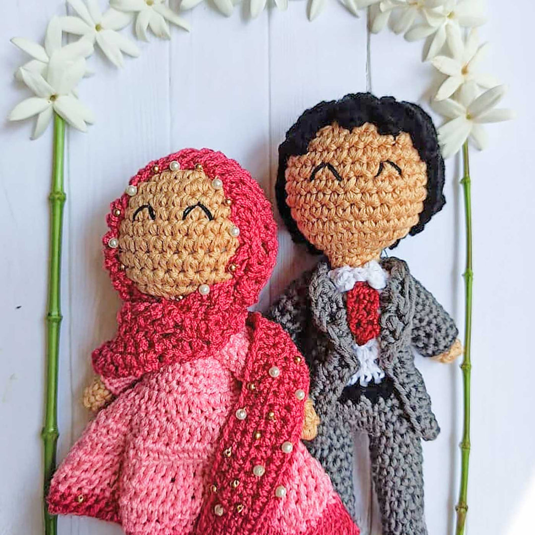 Handmade Crochet Muslim Couple Theme Cotton Dolls