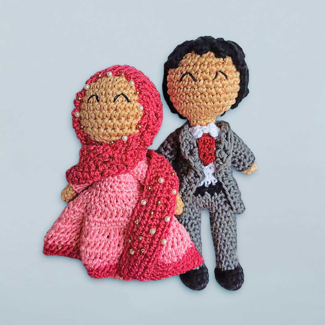 Handmade Crochet Muslim Couple Theme Cotton Dolls