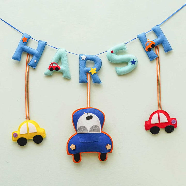 Personalized Handmade Cars Theme Felt Name Plate