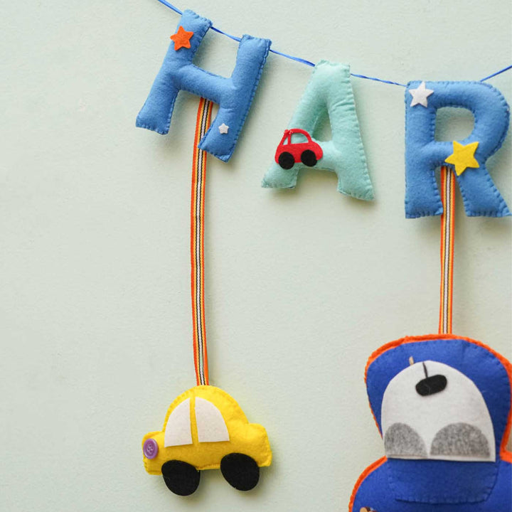 Personalized Handmade Cars Theme Felt Name Plate