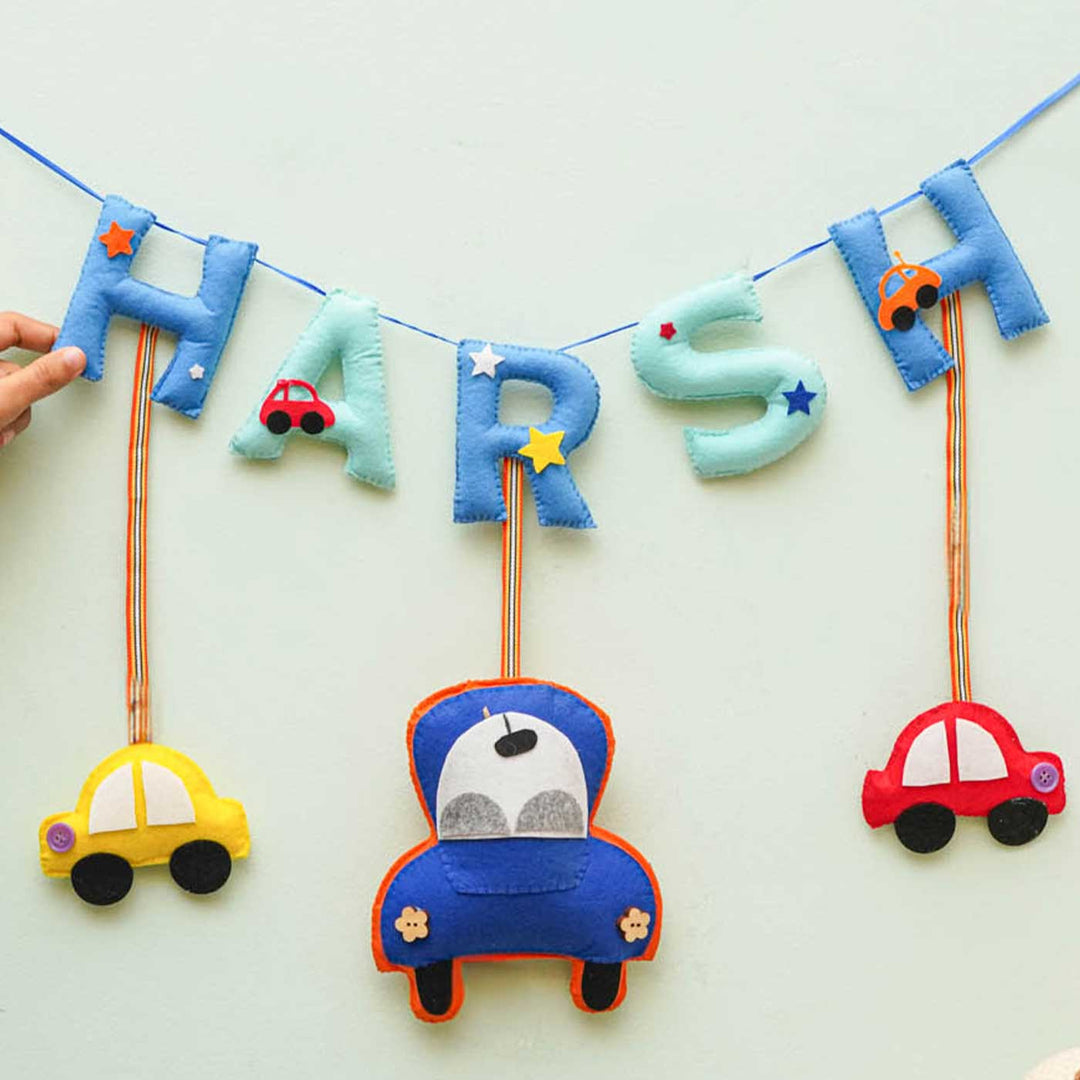 Personalized Handmade Cars Theme Felt Name Plate