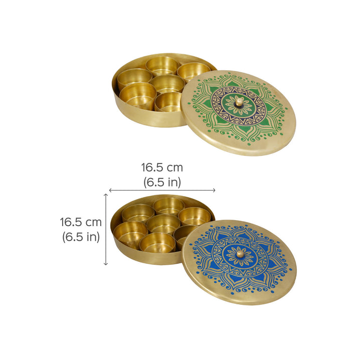 Utsav Handcrafted Brass Masaladan with 7 Bowls