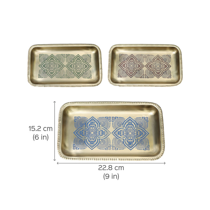 Dohar Handcrafted Brass Rectangular Tray