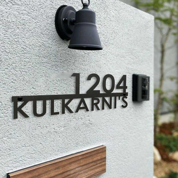 Personalized Modern Weatherproof Name Plate with House Number