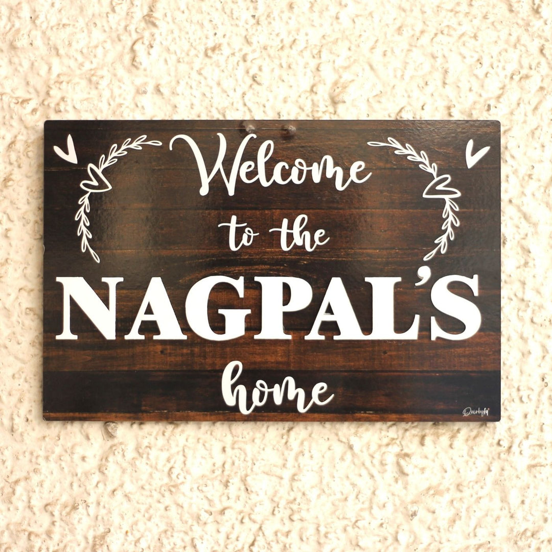 Personalized Printed Welcome To our Home MDF Wood Name Plate With 3D Letters