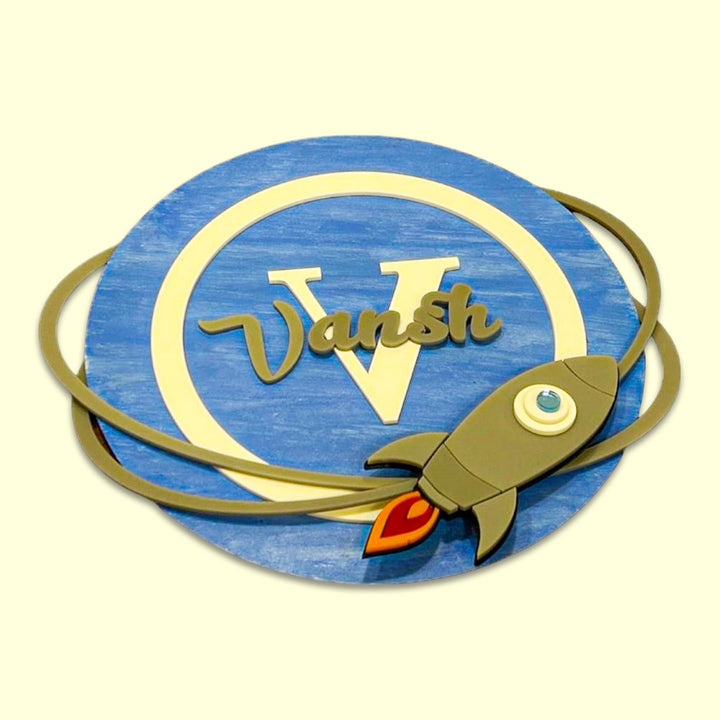 Personalized Rocketeer Theme Acrylic Kids Name Plate