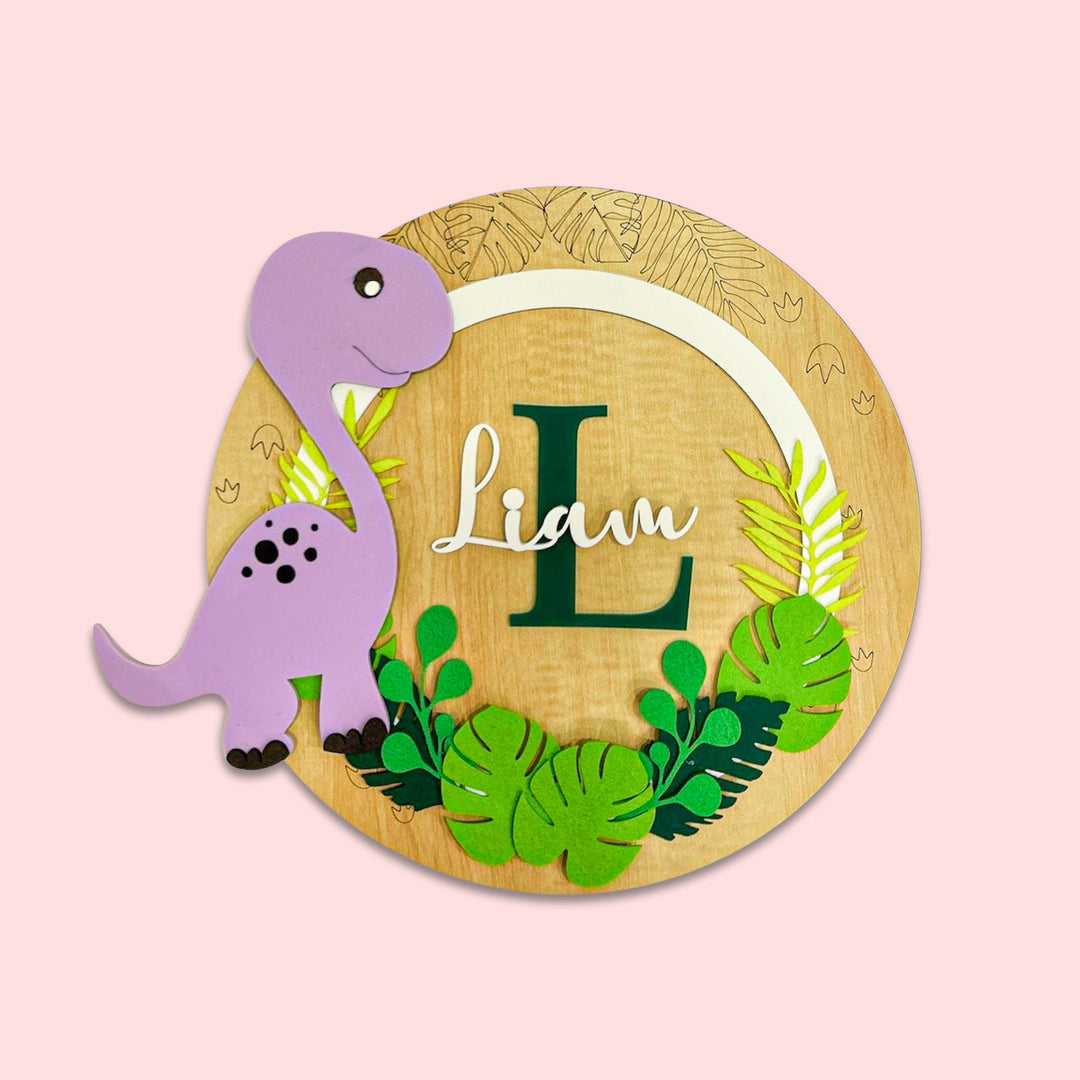 Personalized Triceratops Trails Theme Acrylic Kids Name Plate