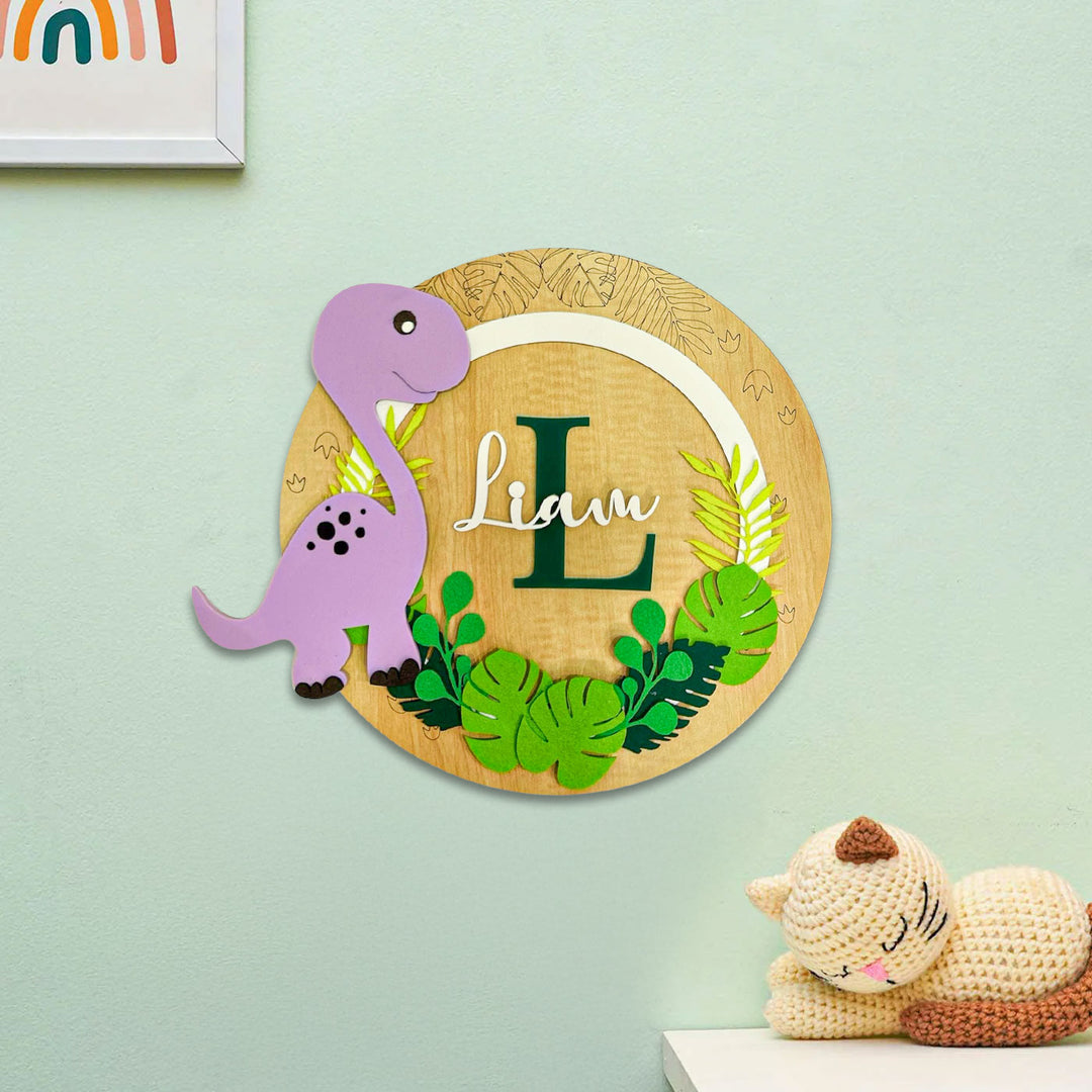 Personalized Triceratops Trails Theme Acrylic Kids Name Plate