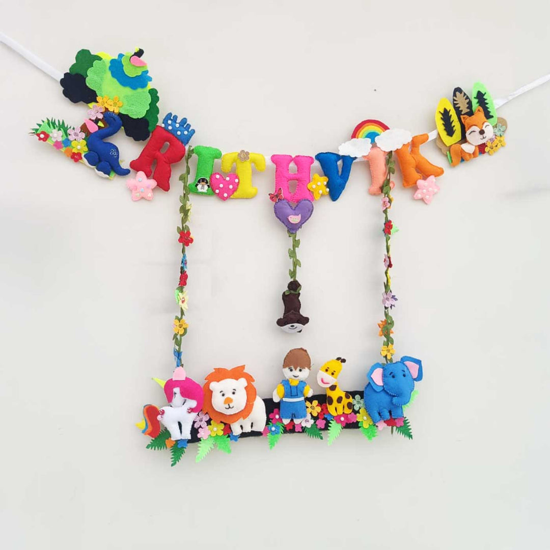 Personalized Jungle Theme Felt Kids Name Plate