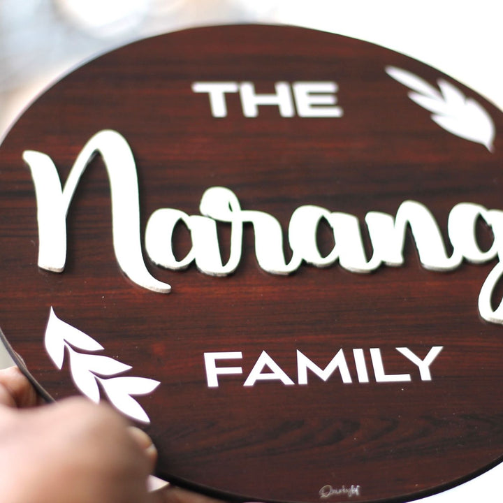 Personalized Printed Family MDF Wood Name Plate With 3D Letters