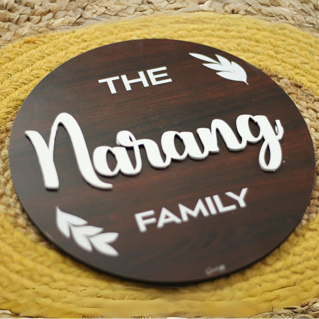 Personalized Printed Family MDF Wood Name Plate With 3D Letters