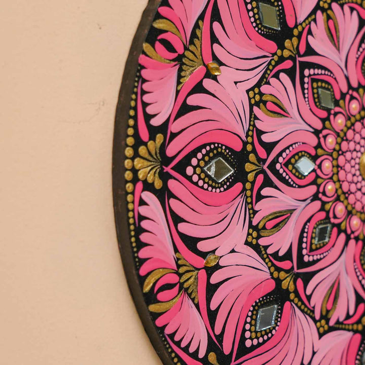 Hand-Painted Pink Dot Art Mandala Mdf Wood Wall Plate | 10 Inch