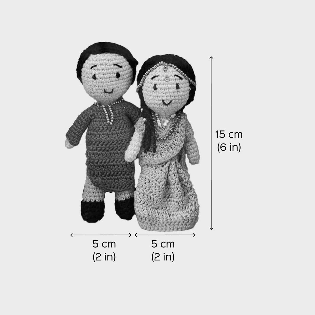 Handmade Crochet North Indian Couple Cotton Dolls