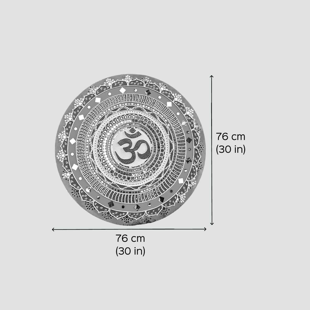 Handmade Mirror Work Large Om Lippan Art Mdf Wood Decor