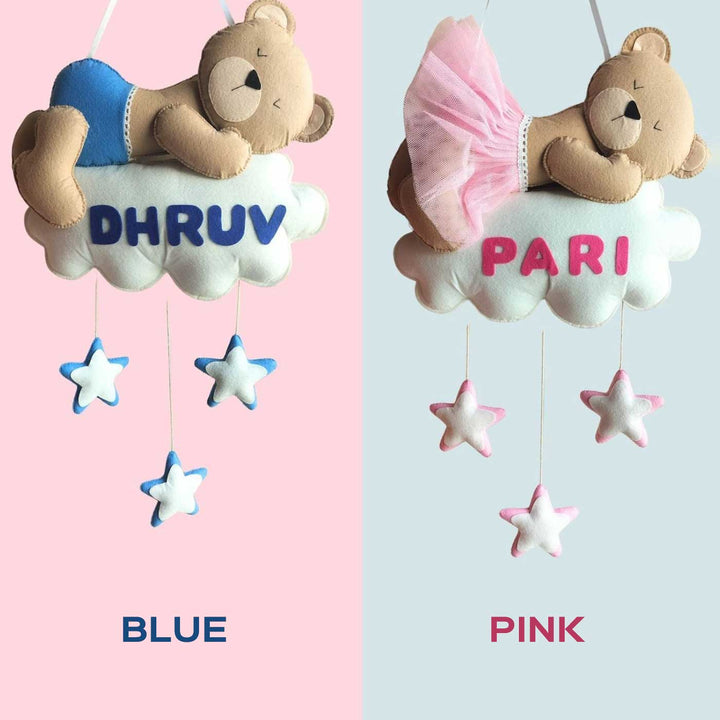 Personalized Teddy Theme Cloud Felt Name Plate For Kids