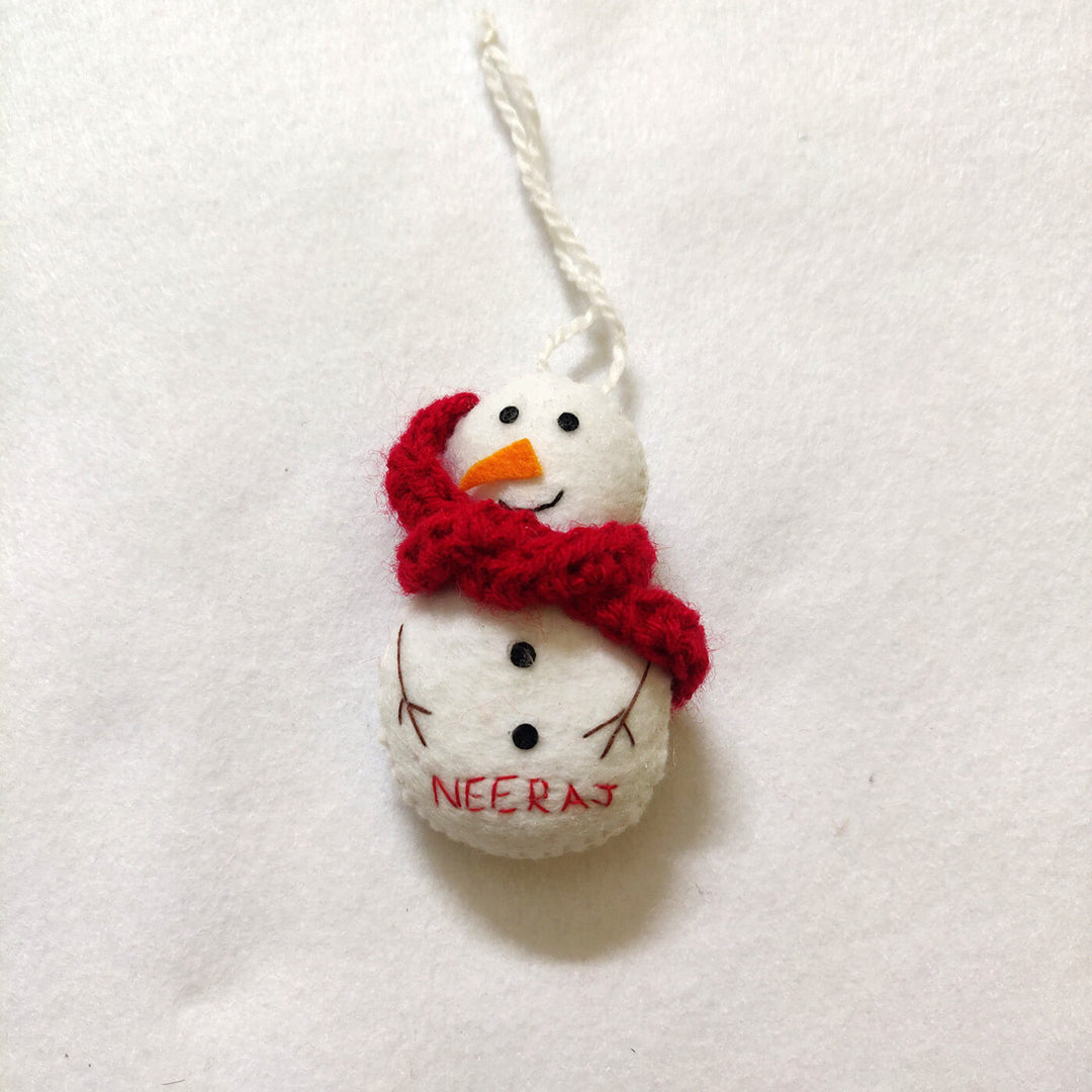 Handmade Personalized Felt Snowman Christmas Ornament