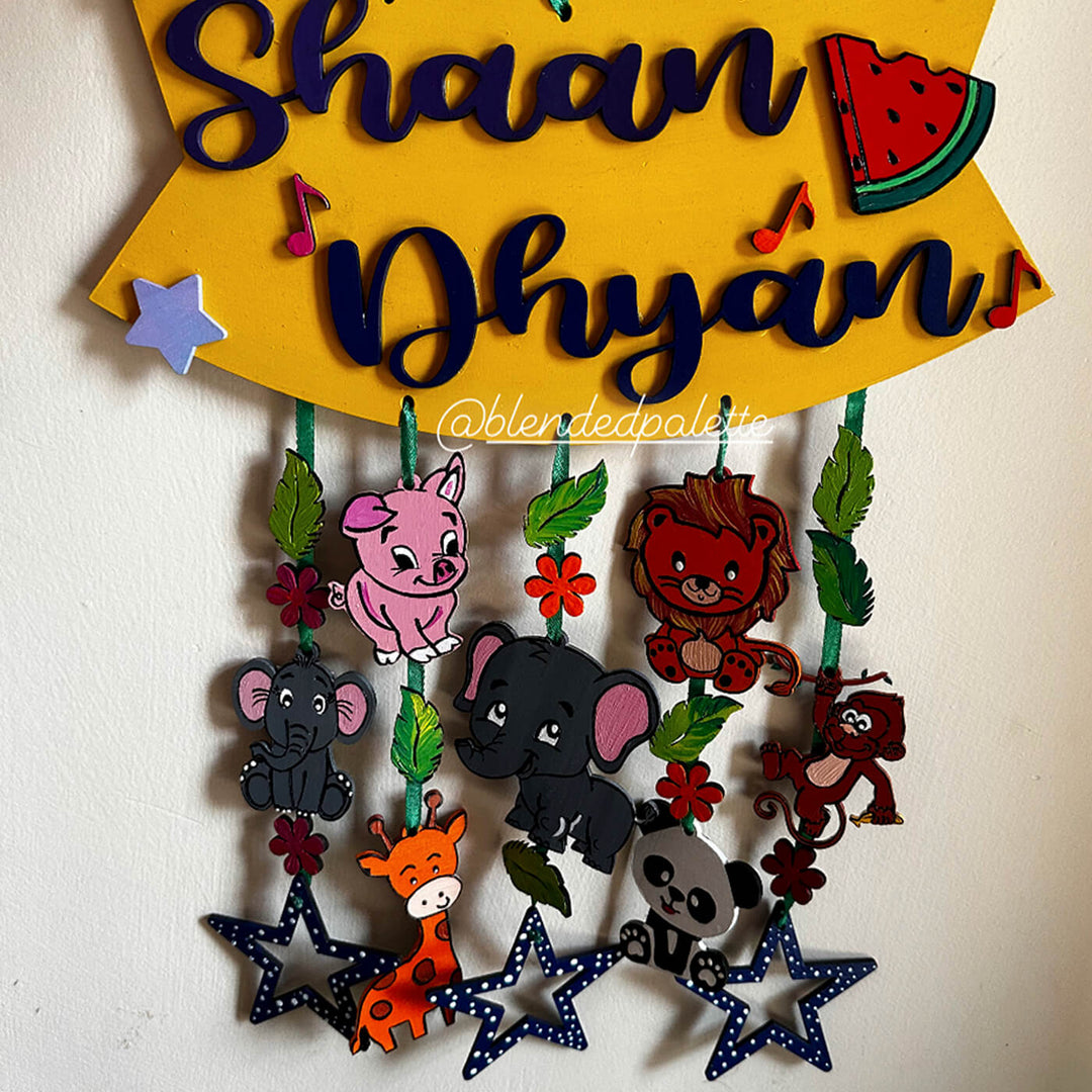 Hand Painted Personalized Cocomelon & Animal Sibling Nameplate