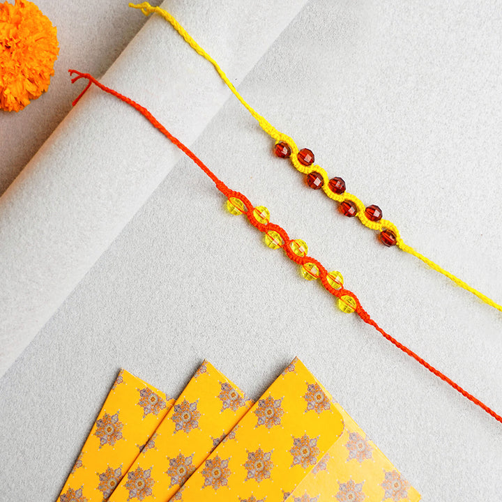 Handcrafted Macrame Zig Zag Rakhi With Roli Chawal| Set of 2