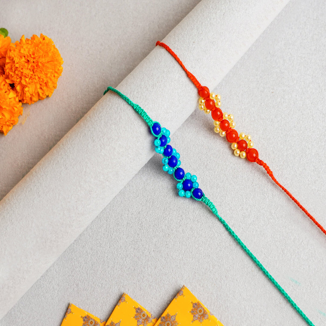 Handcrafted Macrame Floral Rakhi With Roli Chawal | Set of 2