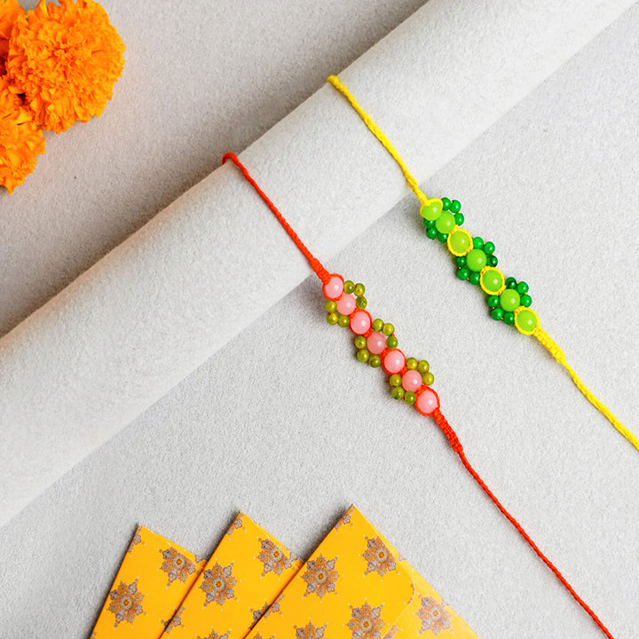 Handcrafted Macrame Floral Rakhi With Roli Chawal | Set of 2