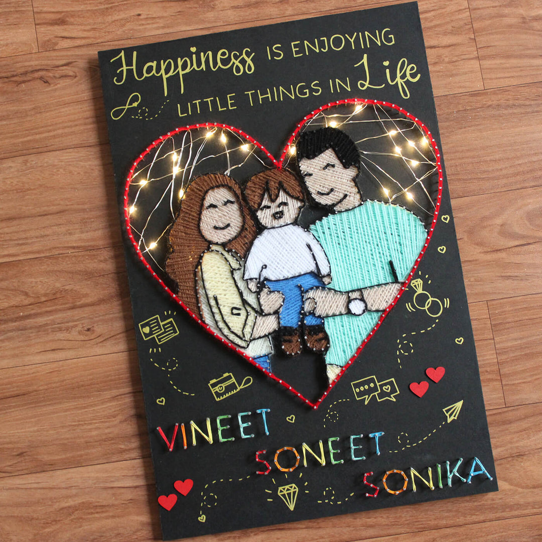 Handcrafted Personalized String Art Family Nameplate