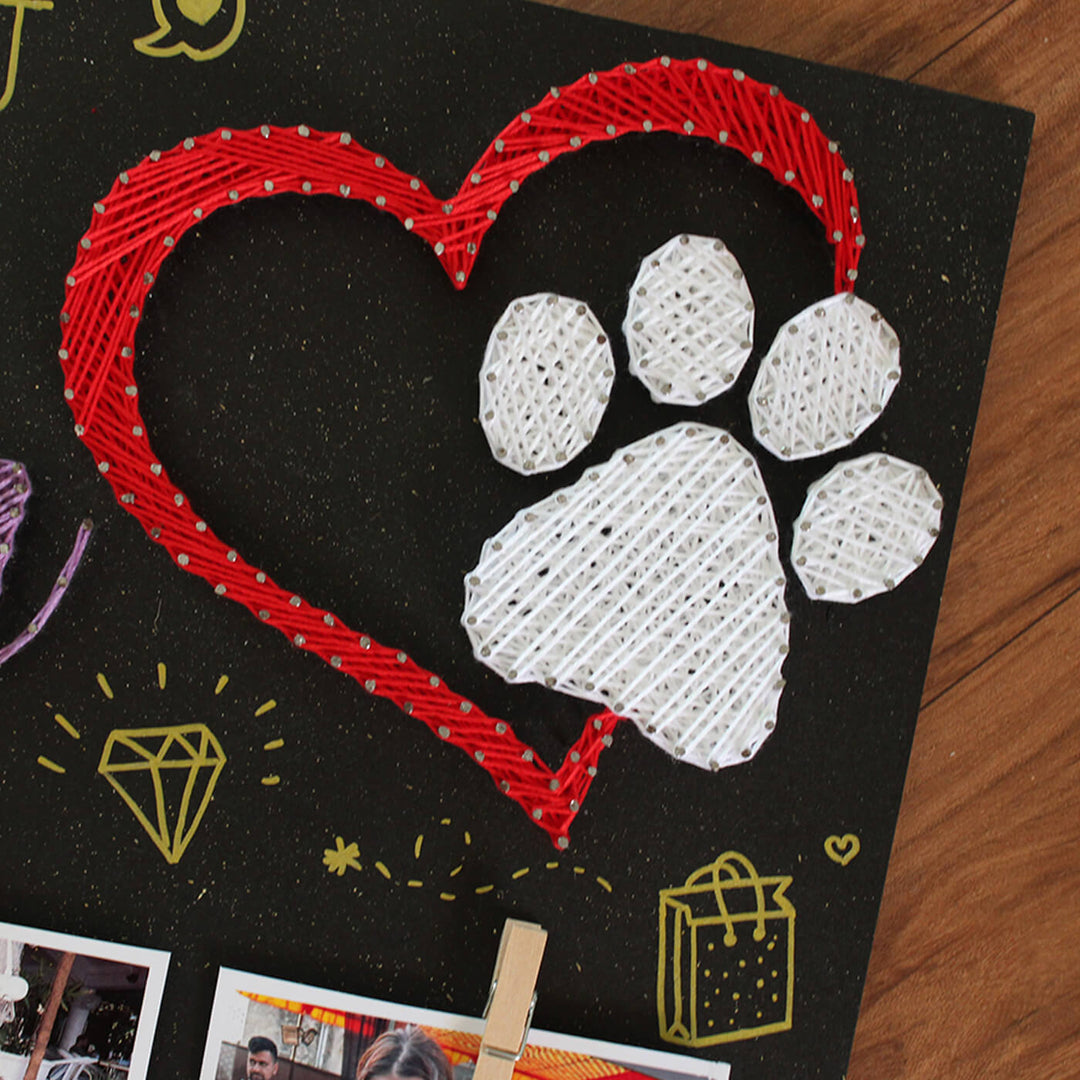 Handcrafted Personalized String Art Nameplate With Pet Photos