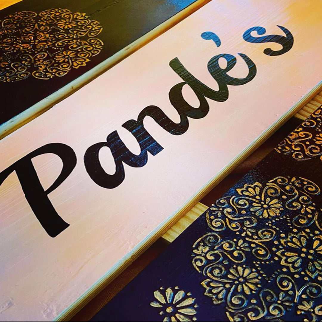 Handcrafted Personalized Round Pinewood Textured Nameplate