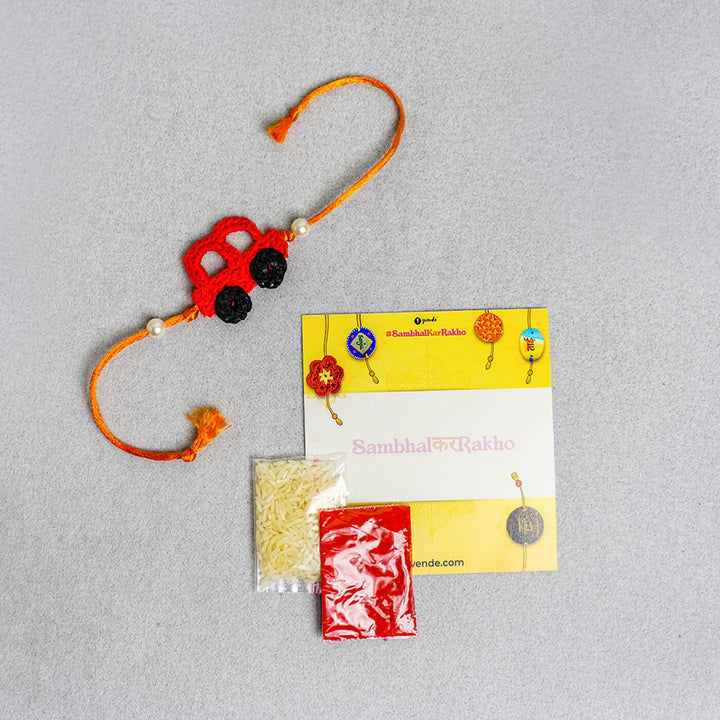 Quirky Handcrafted Crochet Rakhi With Roli Chawal For Kids