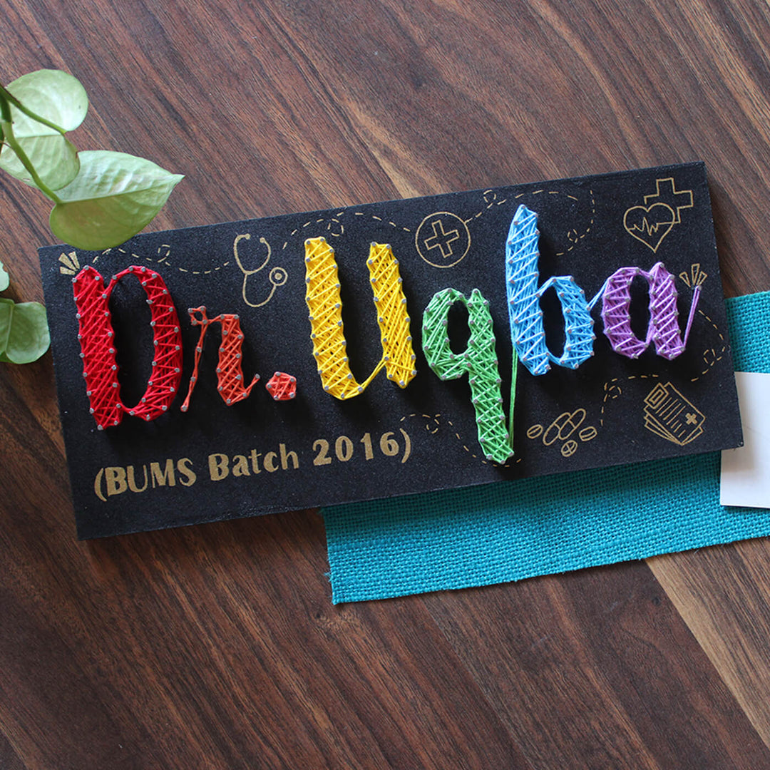 Handcrafted Personalized String Art Professional Nameplate for Doctor