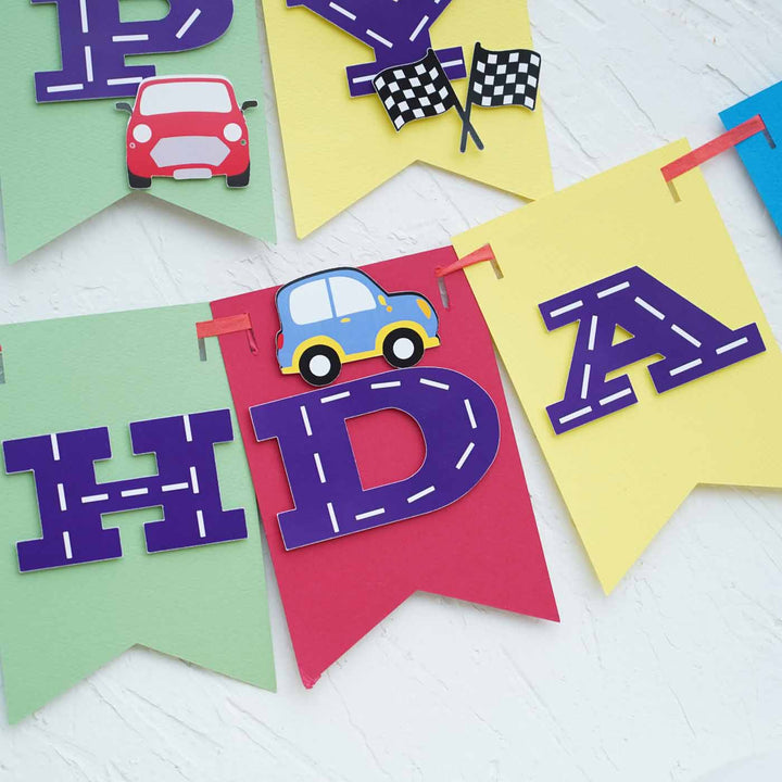 Car Themed Kids Birthday Party Decor - Set of 3