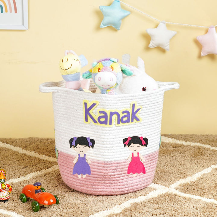 Handmade Personalized Doll Themed Kids Rope Basket