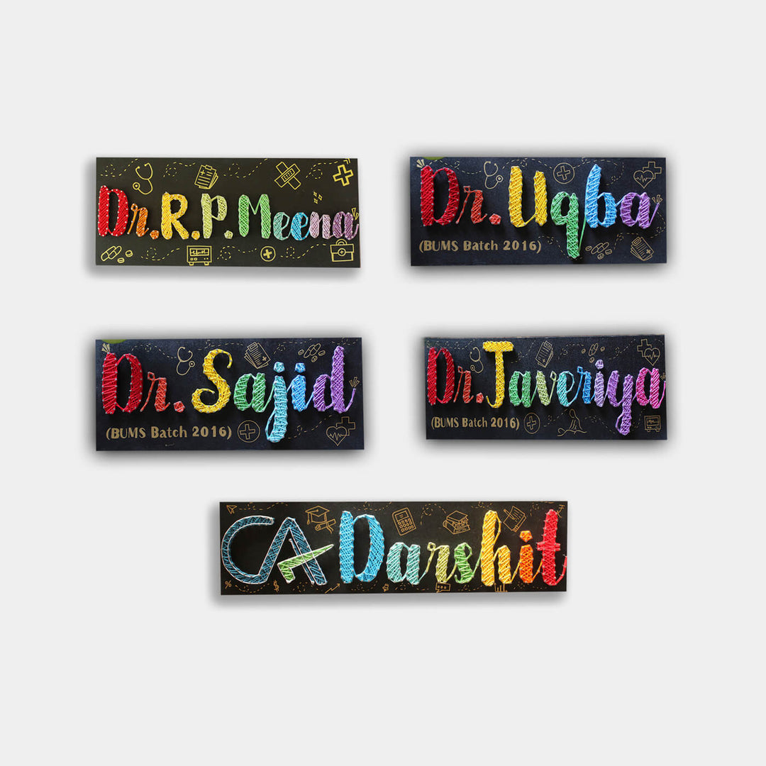 Handcrafted Personalized String Art Professional Nameplate for Doctor