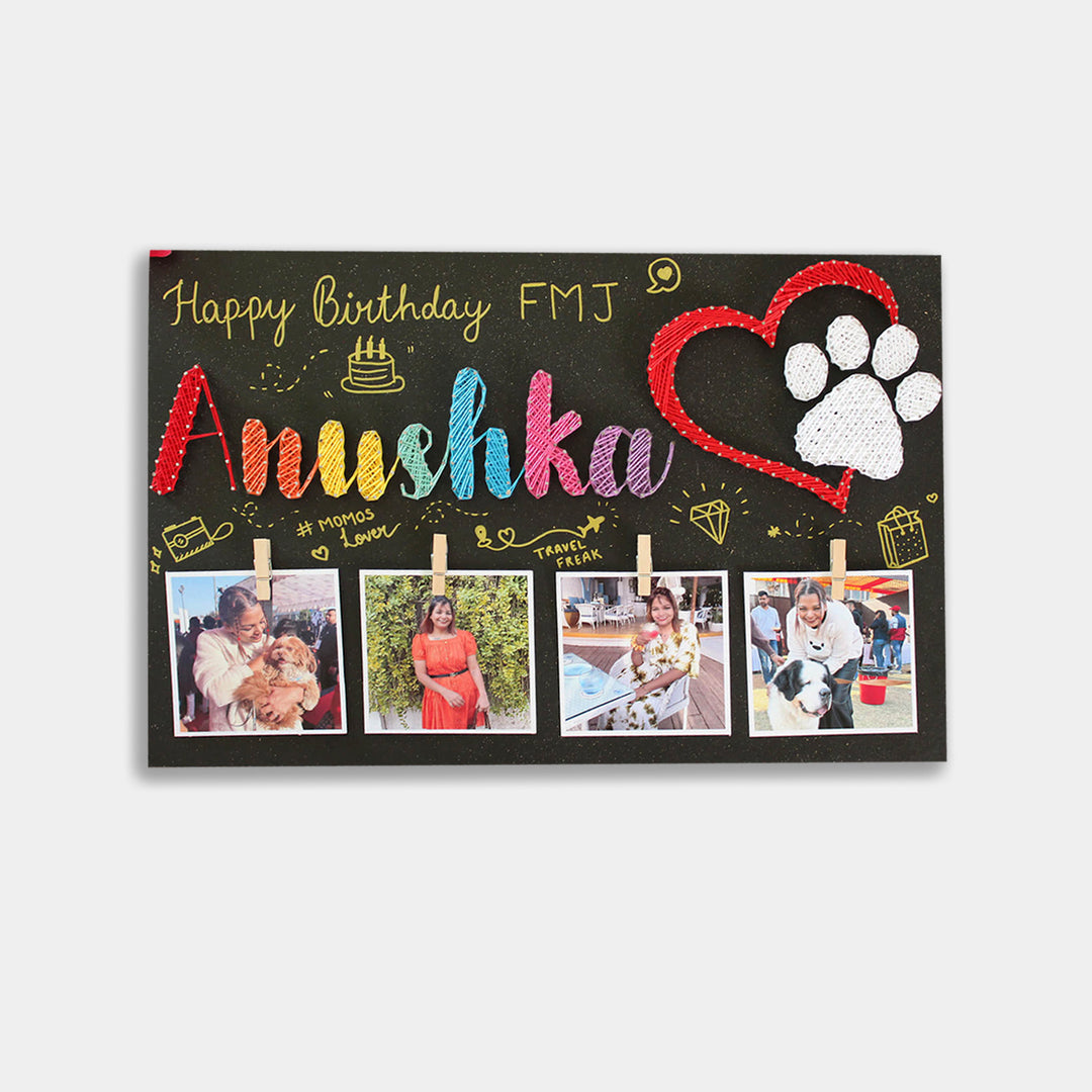 Handcrafted Personalized String Art Nameplate With Pet Photos