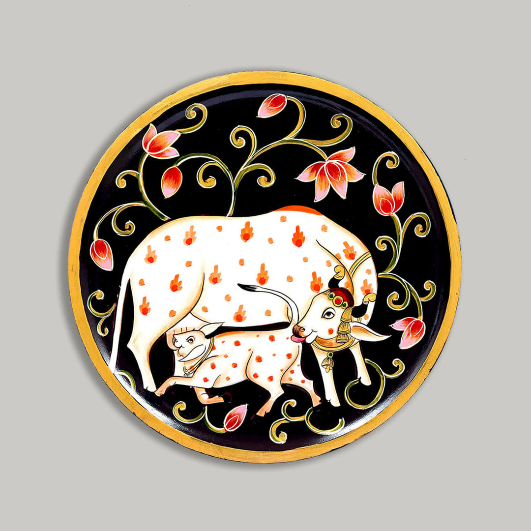 Handpainted Cow MDF Wall Plate