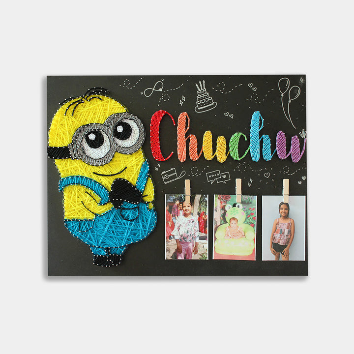 Handcrafted Personalized String Art Nameplate With Photos