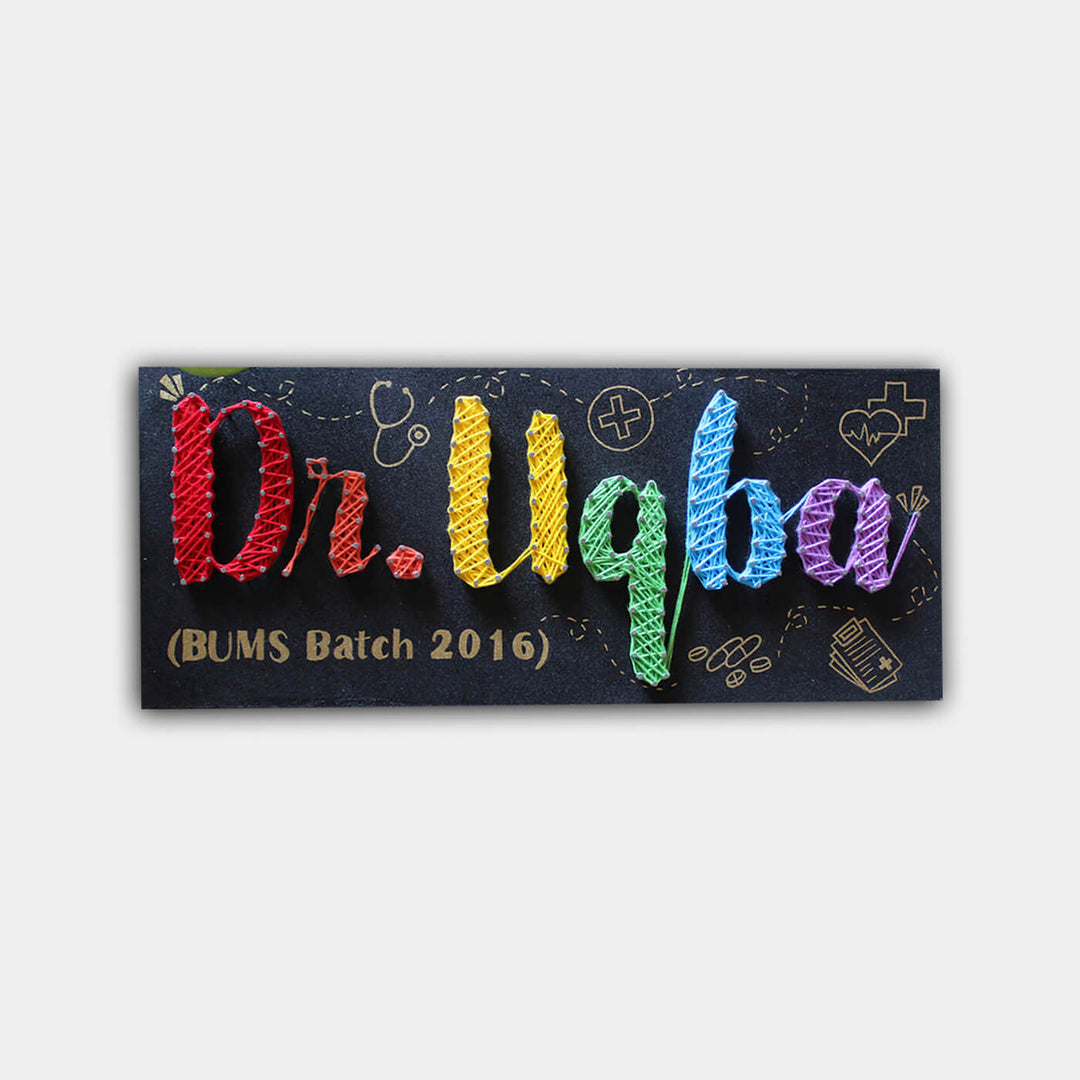 Handcrafted Personalized String Art Professional Nameplate for Doctor