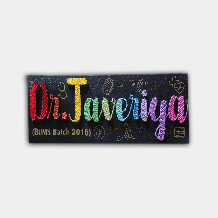 Handcrafted Personalized String Art Professional Nameplate for Doctor