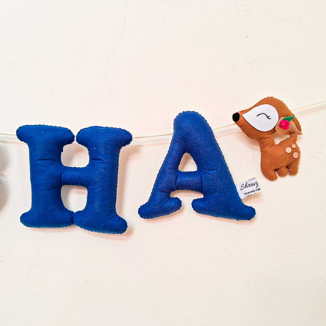 Personalized Peacock And Deer Themed Felt Bunting For Kids