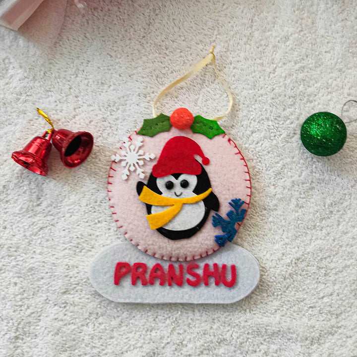 Personalized Penguin Felt Ornament For Christmas Tree Decoration