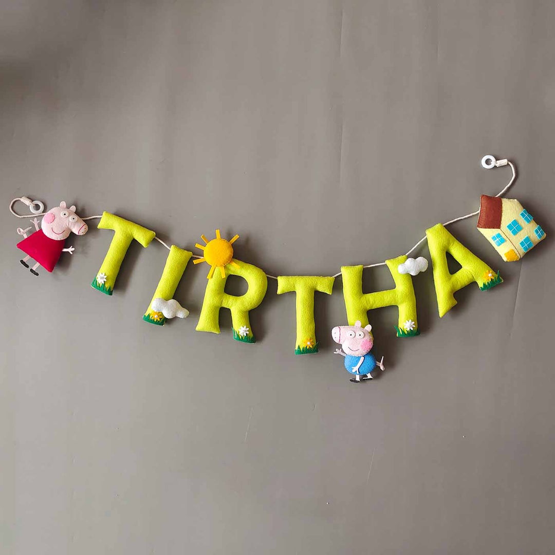 Hand-stitched Peppa Pig Themed Round Felt Kids Bunting for Kids