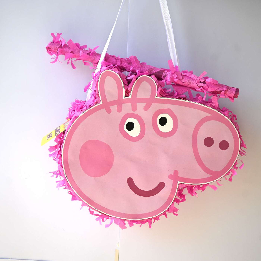 Handmade Peppa Pig Theme Pull String Pinata With Stick For Birthday Party Decoration