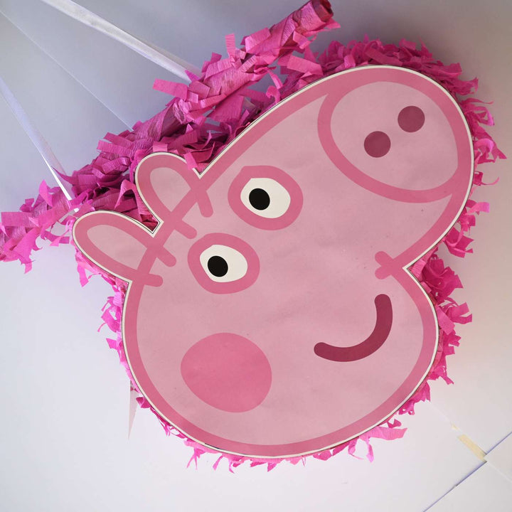 Handmade Peppa Pig Theme Pull String Pinata With Stick For Birthday Party Decoration