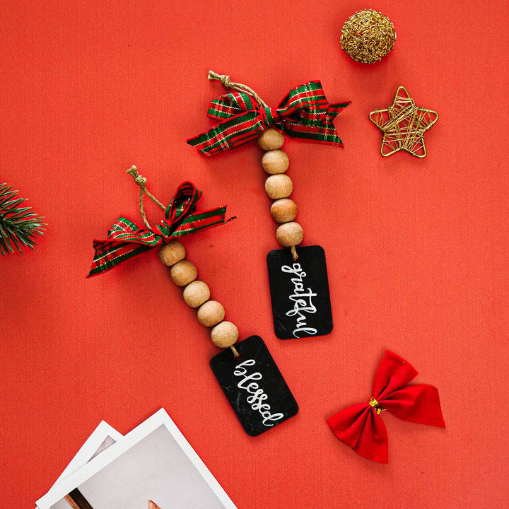 Personalized Bow & Beads Ornament For Christmas Tree Decoration