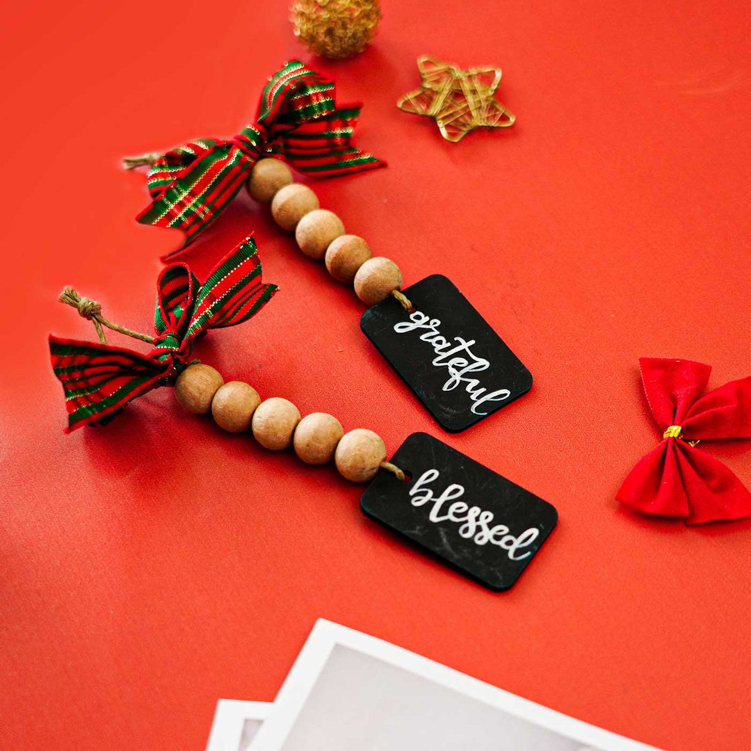 Personalized Bow & Beads Ornament For Christmas Tree Decoration