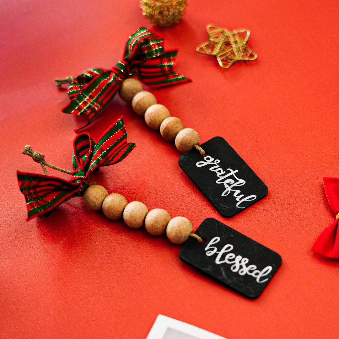 Personalized Bow & Beads Ornament For Christmas Tree Decoration