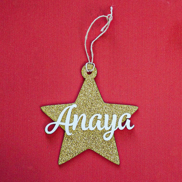 Personalized Glitter Star Acrylic Ornament For Christmas Tree Decoration