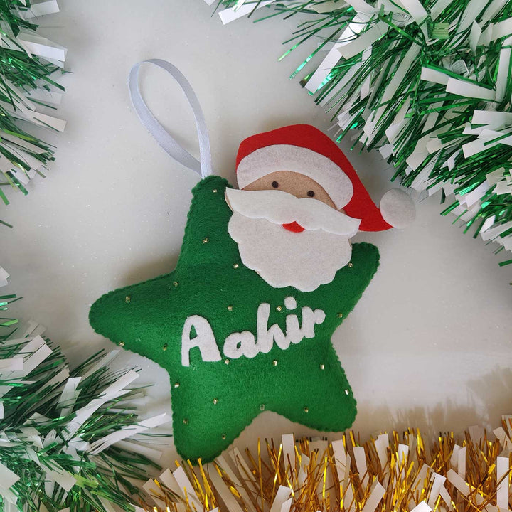 Personalised Christmas Star Ornament with Santa